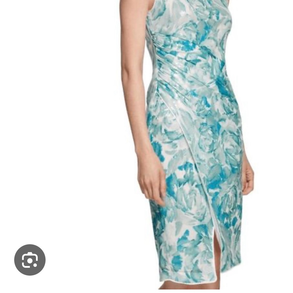 Calvin Klein Teal and White Floral Mini Dress